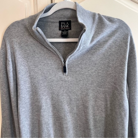 Joseph A. Bank Pima Cotton Quarter Zip Business Casual Sweater, Gray, Medium - Picture 2 of 11